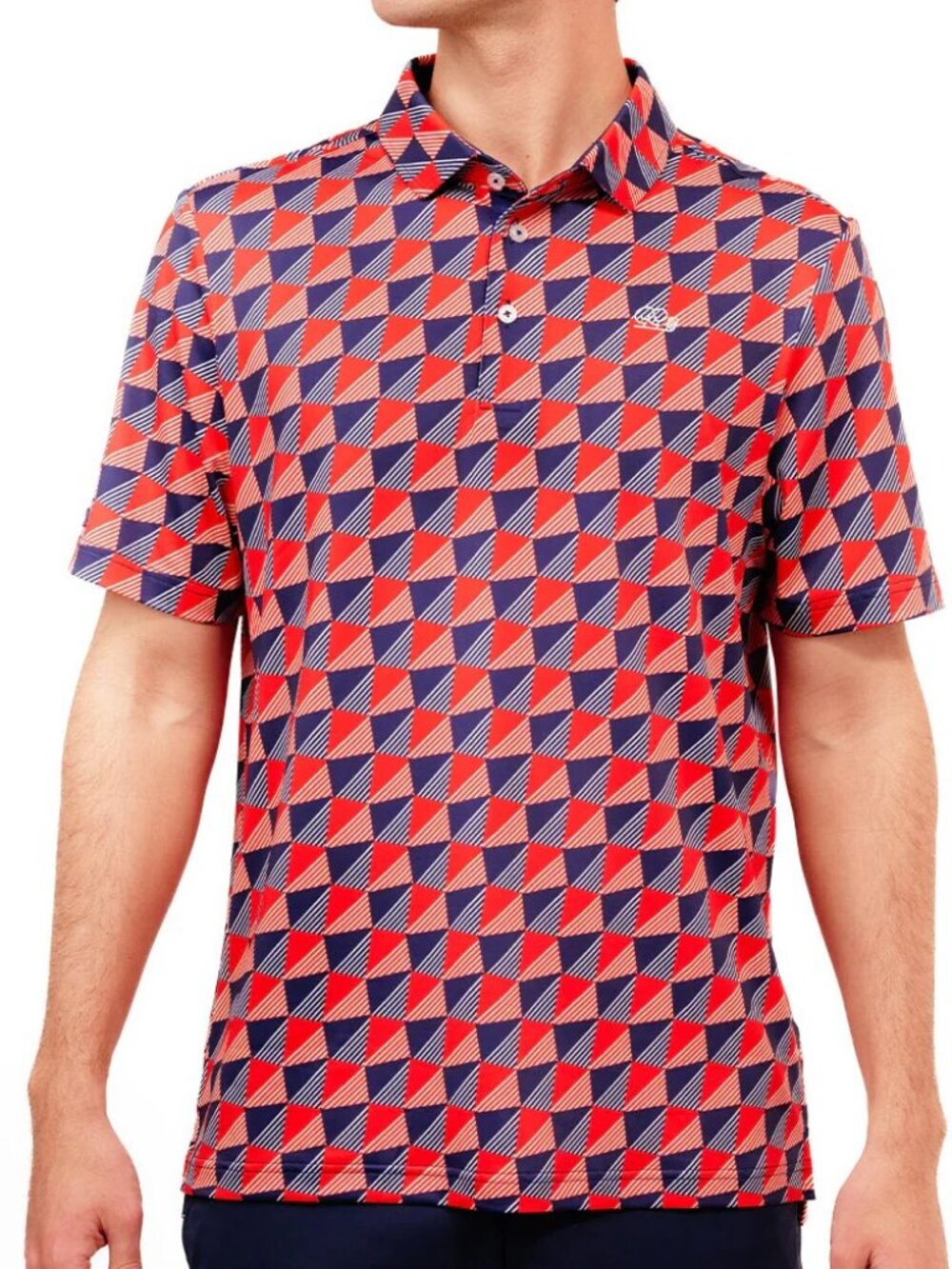 Good Good Golf  Check Me Out Polo - Red, White & Blue Collection